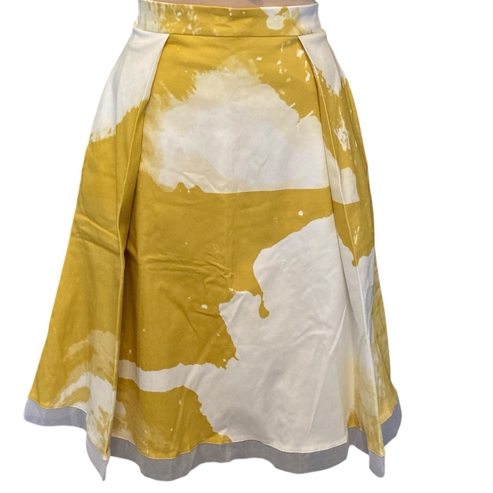 Anthropologie Ellender Painterly Skirt in Yellow & White w/Organza Trim | NWOT - Picture 12 of 14